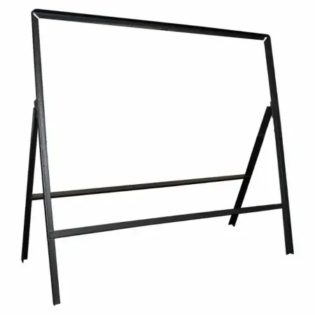 Rectangular Road Sign Frame – Heavy-duty steel sign stand with a standard leg angle design for securing temporary UK road signs in construction zones and roadworks.