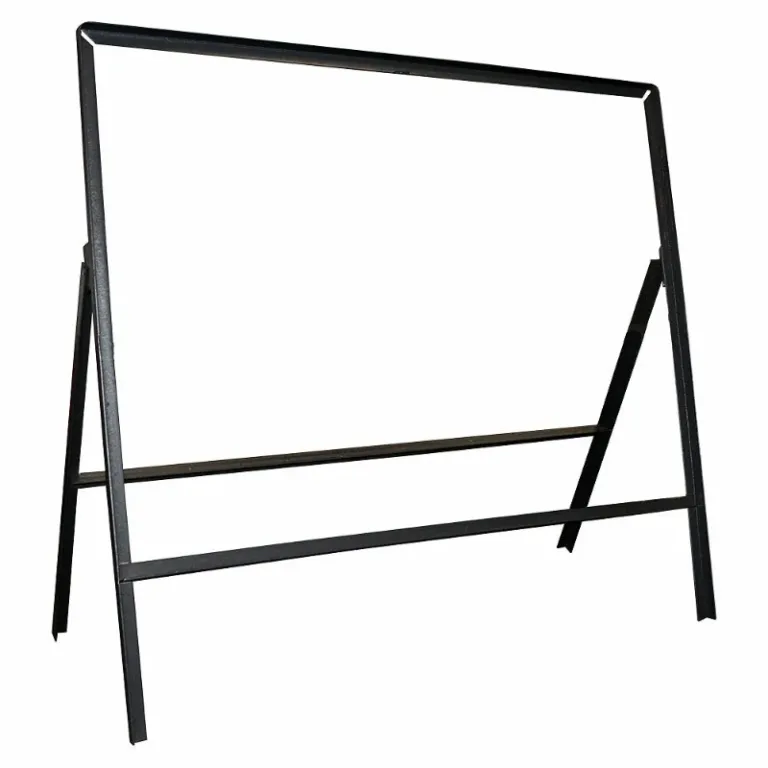 Rectangular Road Sign Frame – Heavy-duty steel sign stand with a standard leg angle design for securing temporary UK road signs in construction zones and roadworks.
