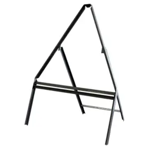 Triangular Road Sign Frame – Heavy-duty steel sign stand with a stable leg angle design for securing temporary UK road signs in construction zones and roadworks.