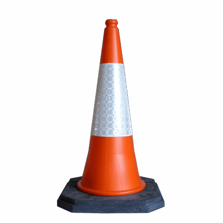 Traffic Cone 750mm Temporary UK Traffic Management Equipment– UK high-visibility safety cone with reflective sleeve for roadworks and traffic management.