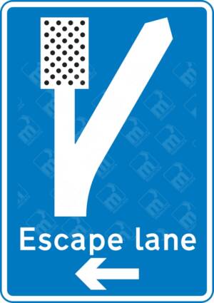 Escape Lane Direction Sign (Diagram 817.2B) – Official UK road sign directing vehicles toward an escape lane ahead on steep hills.