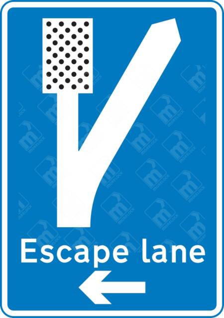 Escape Lane Direction Sign (Diagram 817.2B) – Official UK road sign directing vehicles toward an escape lane ahead on steep hills.