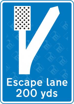 Escape Lane 200 Yards Sign (Diagram 817.2C) – Official UK road sign warning drivers about an escape lane 200 yards ahead on steep hills.