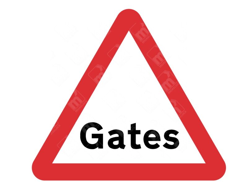 Gates Sign - Diagram 554-C with red triangle and bold “Gates” text for temporary rural or worksite vehicle access warning