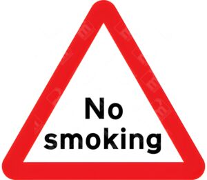 No Smoking Sign - Diagram 554-D with bold text and red triangle for indicating smoking restrictions in temporary zones