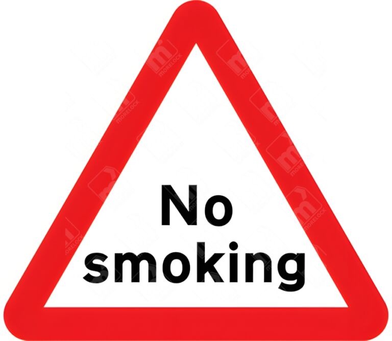 No Smoking Sign - Diagram 554-D with bold text and red triangle for indicating smoking restrictions in temporary zones