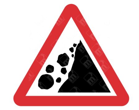 Risk of Falling or Fallen Rocks Sign (Left) – Diagram 559A used for rockfall hazard zones