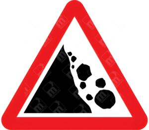 Risk of Falling or Fallen Rocks Sign (Right) – Diagram 559B for rockfall hazard zones