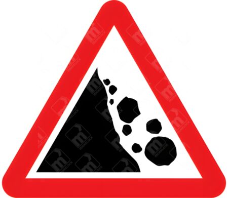 Risk of Falling or Fallen Rocks Sign (Right) – Diagram 559B for rockfall hazard zones