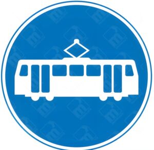 Route for Use by Tramcars Only Sign – Diagram 953.1A showing white tram icon on blue background