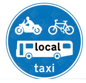 Route for Use by Local Buses & Pedal Cycles and Solo Motorcycles and Taxis Only – Diagram 953B.b showing icons for cycle, solo motorcycle, taxi, and local bus