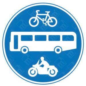 Route for Use by Buses & Pedal Cycles and Solo Motorcycles Only Sign – Diagram 953A.a showing bicycle, bus, and motorcycle icons