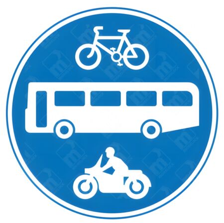 Route for Use by Buses & Pedal Cycles and Solo Motorcycles Only Sign – Diagram 953A.a showing bicycle, bus, and motorcycle icons