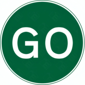 Diagram 7024 green circular GO sign used for temporary manual traffic control systems