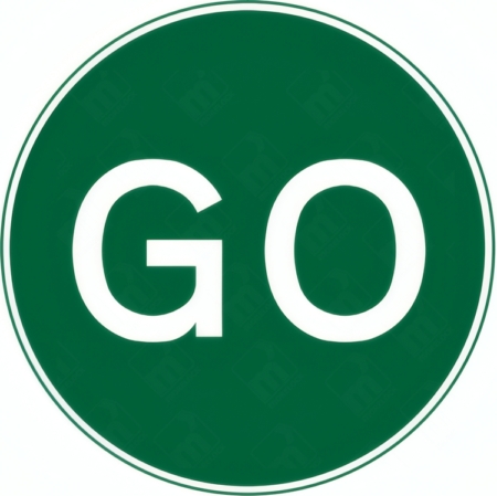 Diagram 7024 green circular GO sign used for temporary manual traffic control systems
