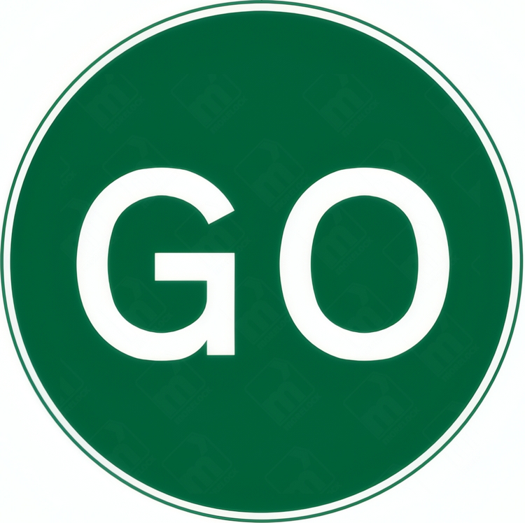 Diagram 7024 green circular GO sign used for temporary manual traffic control systems