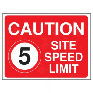 Caution 5 MPH Site Speed Limit Sign – red construction site sign with speed circle and 5 MPH warning for traffic control