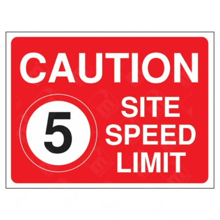 Caution 5 MPH Site Speed Limit Sign – red construction site sign with speed circle and 5 MPH warning for traffic control