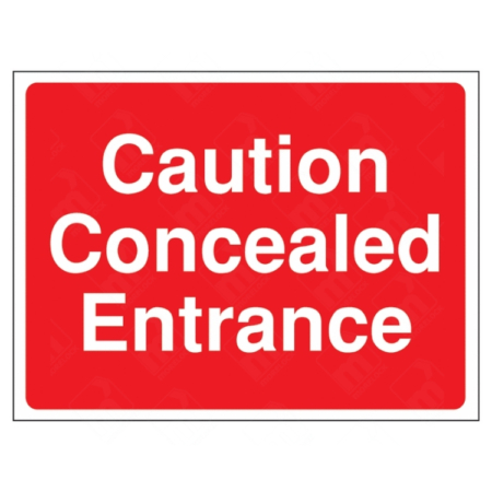 Caution Concealed Entrance Construction Sign – red site warning sign used to highlight hidden access points on UK construction projects.