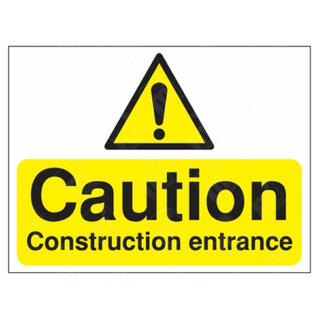 Caution Construction Entrance Sign | UK Health & Safety Sign