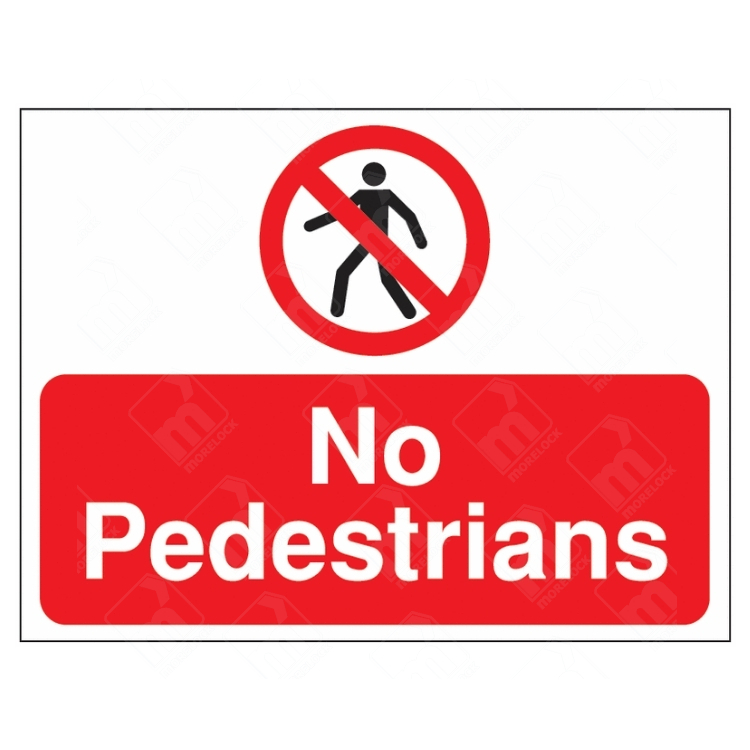 No Pedestrians Sign – red and white UK safety sign with prohibition symbol for foot access restriction