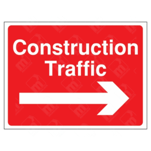 Construction Traffic Right Arrow Sign – red directional traffic sign for construction site vehicles