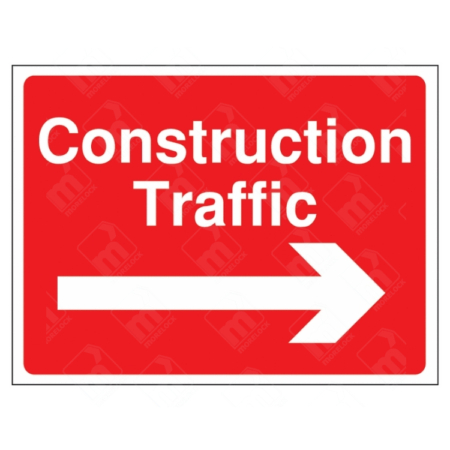 Construction Traffic Right Arrow Sign – red directional traffic sign for construction site vehicles