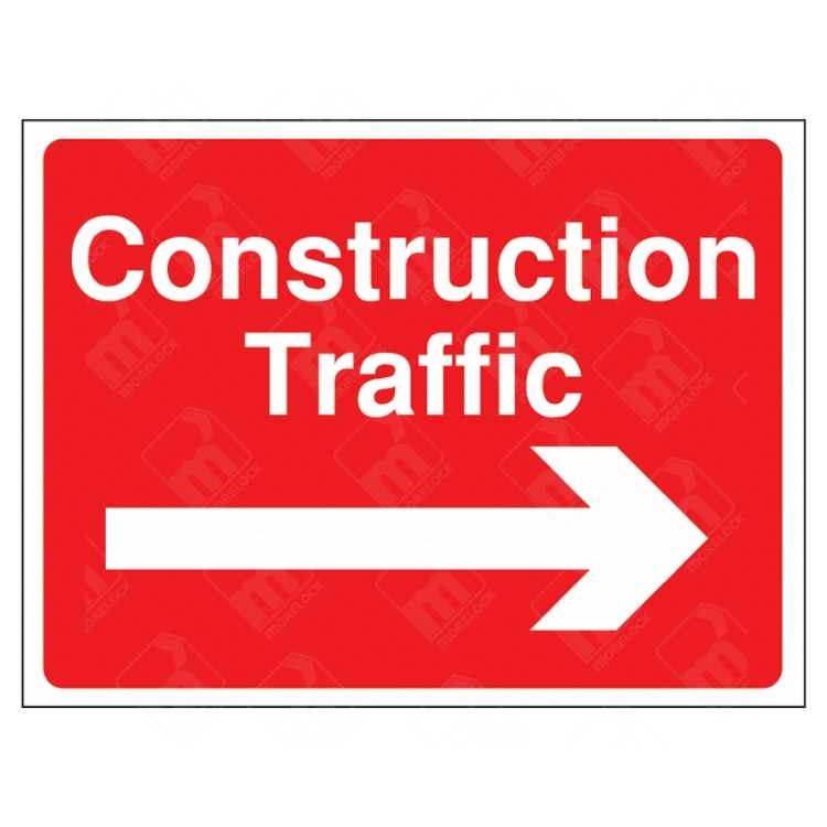 Construction Traffic Right Arrow Sign – red directional traffic sign for construction site vehicles