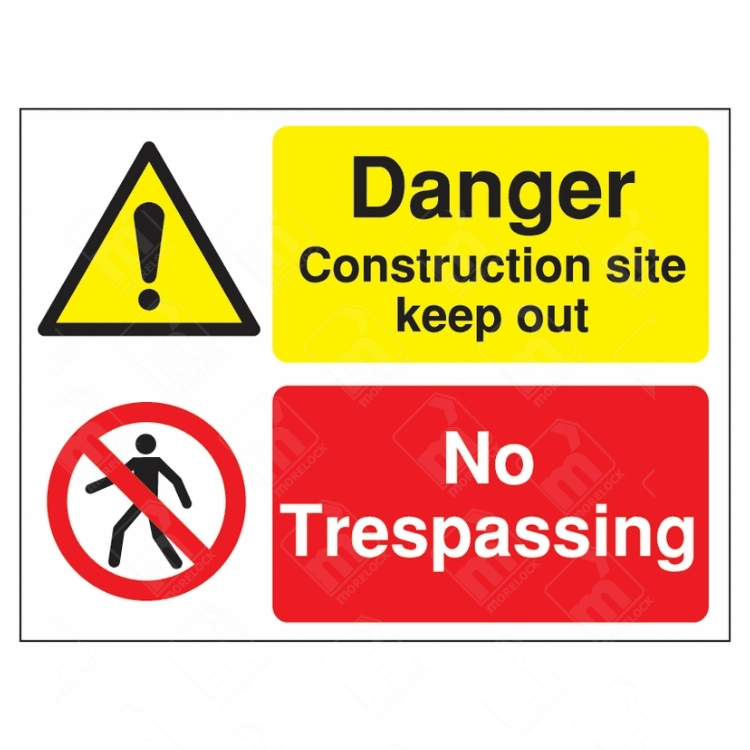 Danger Construction Site Keep Out and No Trespassing Sign – yellow and red dual safety sign warning of site hazards and prohibiting access