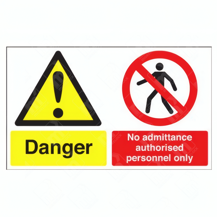 Danger and No Admittance Authorised Personnel Only Dual-Message Sign for hazardous area access control