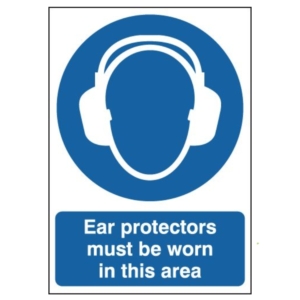 Ear Protectors Must Be Worn In This Area Sign – mandatory sign for hearing protection