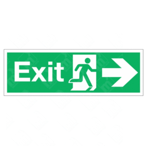 Exit Running Man and Arrow Right Sign – green directional exit sign with right-pointing arrow and running man icon