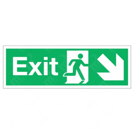 Exit Running Man Right and Arrow Diagonal Down Sign – green exit sign with downward right arrow and running man symbol