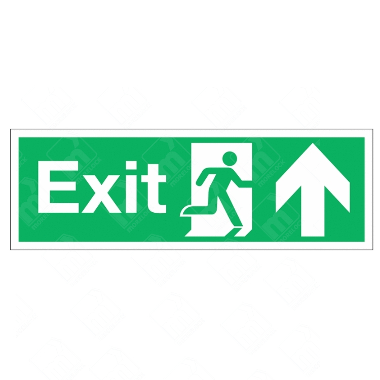 Exit Running Man and Arrow Up Sign – green emergency directional sign with upward arrow and running man symbol