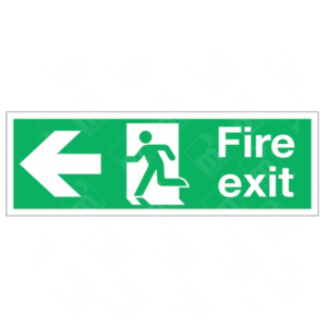 Fire Exit Running Man and Arrow Left Sign