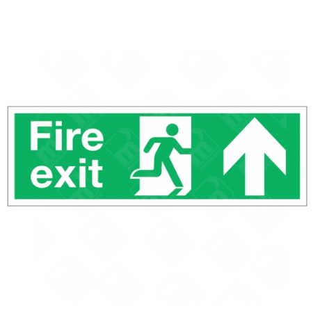 Fire Exit Running Man and Up Arrow Sign – green emergency exit sign showing upward arrow and running man symbol