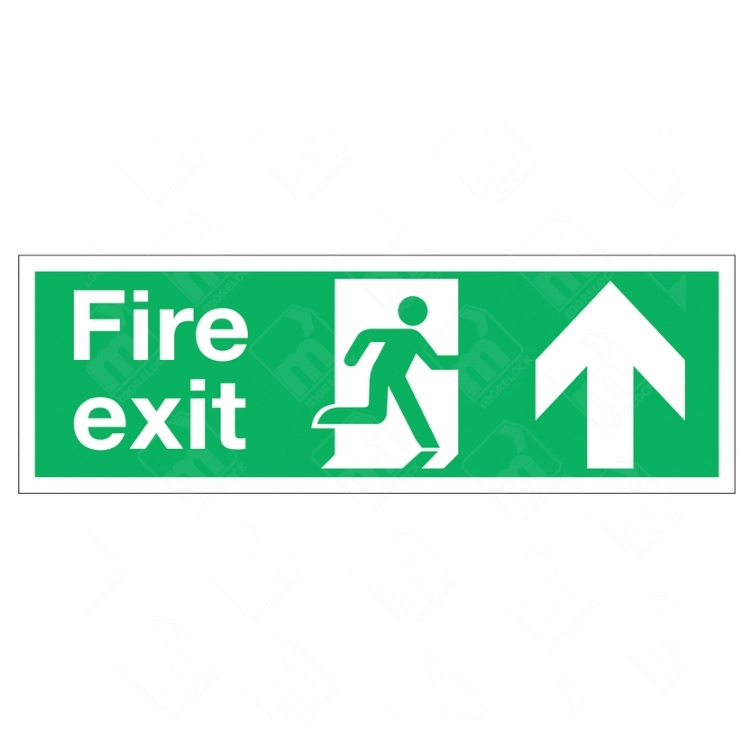 Fire Exit Running Man and Up Arrow Sign – green emergency exit sign showing upward arrow and running man symbol