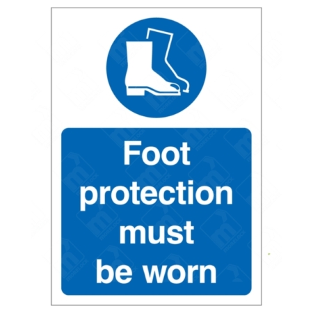 Foot Protection Must Be Worn Sign – UK safety sign for PPE footwear enforcement