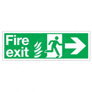 HTM65 Fire Exit NHS Running Man Right Arrow Right Sign