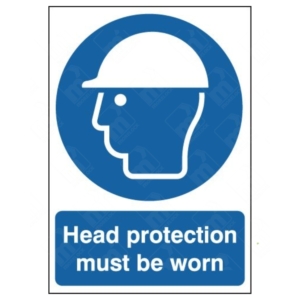 Head Protection Must Be Worn Sign – mandatory hard hat safety signage