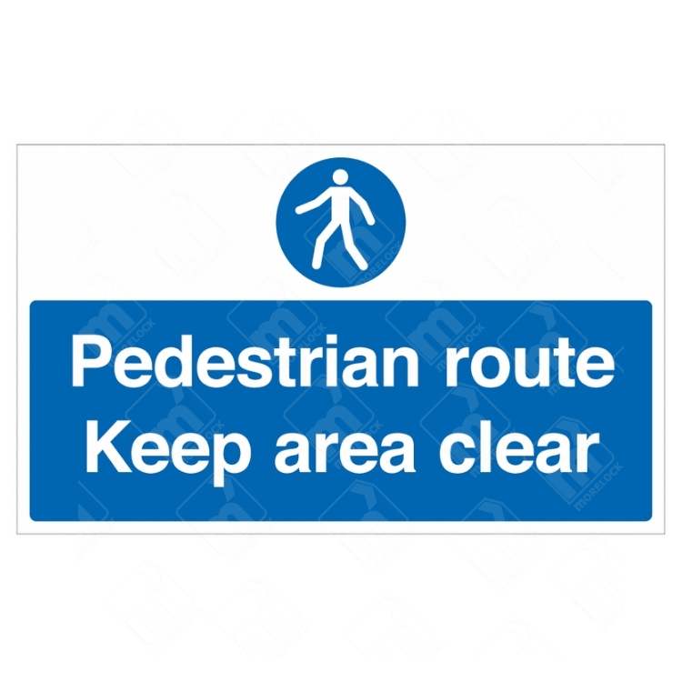 Pedestrian Route Keep Area Clear Sign for marking foot traffic zones and safety walkways