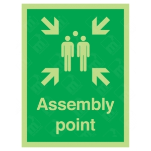 Photoluminescent Assembly Point Sign – glow-in-dark emergency gathering point sign
