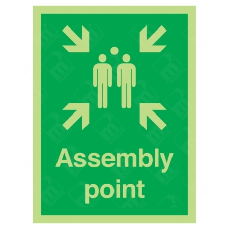 Photoluminescent Assembly Point Sign – glow-in-dark emergency gathering point sign