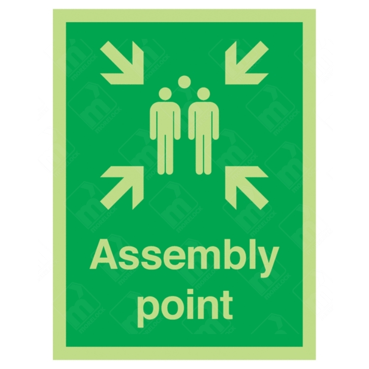 Photoluminescent Assembly Point Sign – glow-in-dark emergency gathering point sign