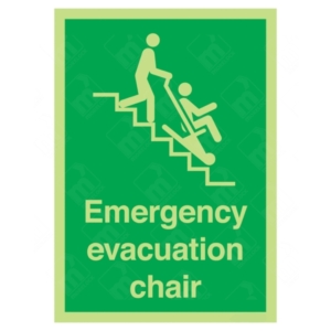 Photoluminescent Emergency Evacuation Chair Sign – glow-in-dark stair chair location signage