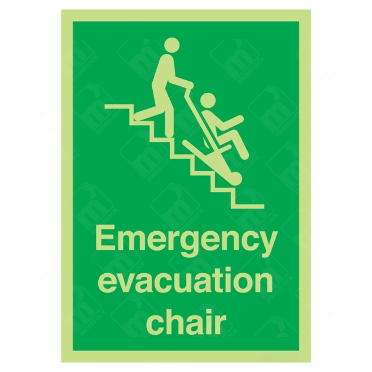 Photoluminescent Emergency Evacuation Chair Sign – glow-in-dark stair chair location signage