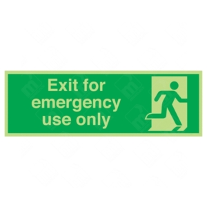 Photoluminescent Running Man Right and Exit For Emergency Use Only Sign – glow-in-the-dark emergency exit sign right-facing