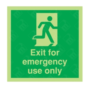 Photoluminescent Exit For Emergency Use Only and Man Right Sign – glowing exit signage