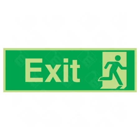 Photoluminescent Exit and Running Man Right Sign – glow-in-the-dark right-facing emergency exit sign