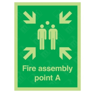 Photoluminescent Fire Assembly Point A Sign – glow-in-dark emergency signage with Point A designation